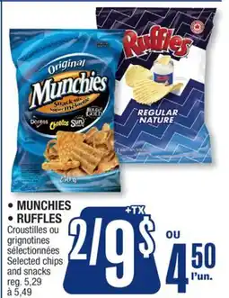 Jean Coutu MUNCHIES, RUFFLES Selected chips and snacks offer