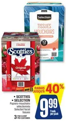 Jean Coutu SCOTTIES or SELECTION Facial Tissues offer