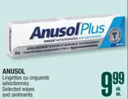 Jean Coutu ANUSOL Selected wipes and ointments offer
