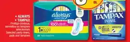 Jean Coutu ALWAYS, TAMPAX Selected panty liners, pads and tampons offer