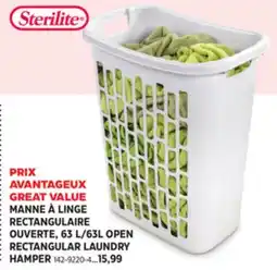 Canadian Tire 63L OPEN RECTANGULAR LAUNDRY HAMPER offer