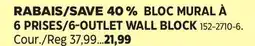 Canadian Tire NOMA 6-OUTLET WALL BLOCK offer