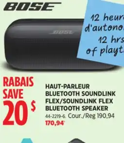 Canadian Tire BOSE HAUT-PARLEUR BLUETOOTH SOUNDLINK FLEX offer