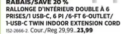 Canadian Tire 6-FT 6-OUTLET/ 1-USB-C TWIN INDOOR EXTENSION CORD offer