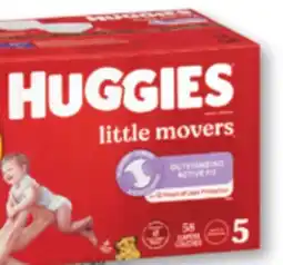 Familiprix Huggies Little Movers baby diapers Size 5 (over 27lb) - 58un offer