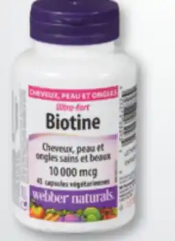 Familiprix Webber Naturals Hair Skin and Nails Biotin Extra Strength vegetarian capsules 45un offer
