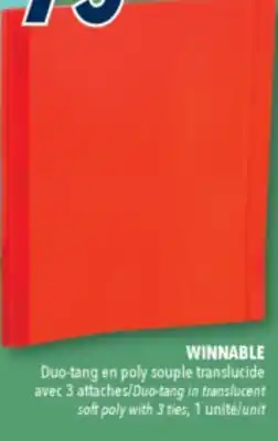 Familiprix Duo-tang in translucent soft poly with 3 ties, 1 unit offer