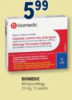 Familiprix Biomedic allergy formula caplets regular strength 12un offer