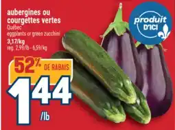 Marché Adonis AUBERGINES OU COURGETTES VERTES | EGGPLANTS OR GREEN ZUCCHINI offer