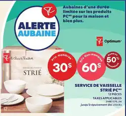 Provigo SERVICE DE VAISSELLE STRIÉ PC, 12 PIÈCES offer