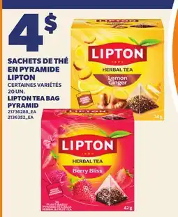 Provigo SACHETS DE THÉ EN PYRAMIDE LIPTON | LIPTON TEA BAG PYRAMID, 20 UN offer