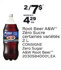 Provigo ROOT BEER A&W ZÉRO SUCRE | ZERO SUGAR A&W ROOT BEER offer