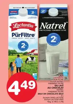 Marches Tradition LAIT PUR FILTRE OR NATREL FINEMENT FILTRÉ MILK OR CHOCOLATE MILK offer