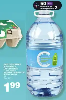 Marches Tradition COMPLIMENTS NATURAL OR DISTILLED SPRING WATER offer