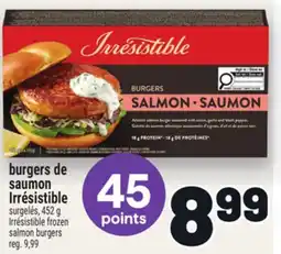 Metro BURGERS DE SAUMON IRRÉSISTIBLE | IRRÉSISTIBLE FROZEN SALMON BURGERS offer