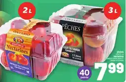 Metro PÊCHES PANIER 3 L OU NECTARINES PANIER 2 L | PEACHES OR NECTARINES offer