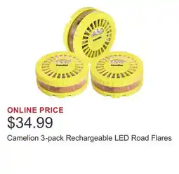 Costco Camelion 3-pack Rechargeable LED Road Flares offer