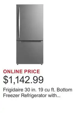 Costco Frigidaire 30 in. 19 cu ft. Bottom Freezer Refrigerator with Reversible Door offer