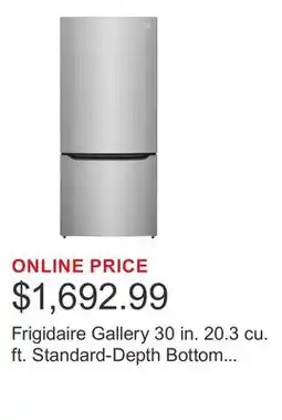 Costco Frigidaire Gallery 30 in. 20.3 cu. ft. Standard-Depth Bottom Freezer Refrigerator offer