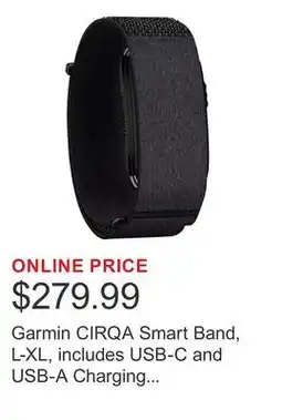 Costco Garmin CIRQA Smart Band, L-XL, includes USB-C and USB-A Charging Cables offer