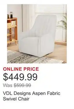 Costco VDL Designs Aspen Fabric Swivel Chair offer