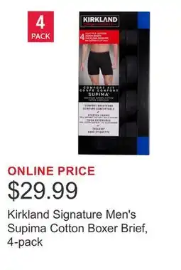 Costco Kirkland Signature Men's Supima Cotton Boxer Brief, 4-pack offer