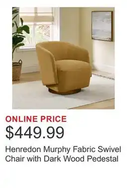 Costco Henredon Murphy Fabric Swivel Chair with Dark Wood Pedestal offer