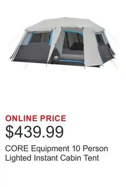 Costco CORE Equipment 10 Person Lighted Instant Cabin Tent offer