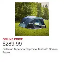 Costco Coleman 8-person Skydome Tent with Screen Room offer