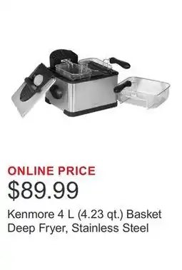 Costco Kenmore 4 L (4.23 qt.) Basket Deep Fryer, Stainless Steel offer