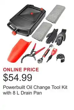 Costco Powerbuilt Oil Change Tool Kit with 8 L Drain Pan offer
