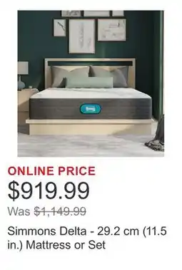 Costco Simmons Delta - 29.2 cm (11.5 in.) Mattress or Set offer