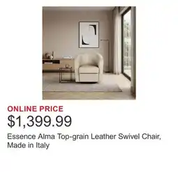 Costco Essence Alma Top-grain Leather Swivel Chair, Made in Italy offer