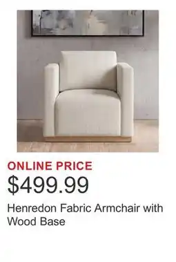 Costco Henredon Fabric Armchair with Wood Base offer