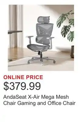 Costco AndaSeat X-Air Mega Mesh Chair Gaming and Office Chair offer
