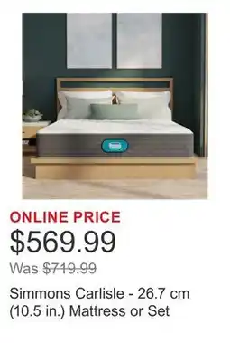 Costco Simmons Carlisle - 26.7 cm (10.5 in.) Mattress or Set offer