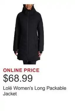 Costco Lolë Women's Long Packable Jacket offer