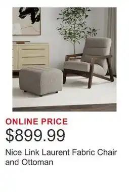 Costco Nice Link Laurent Fabric Chair and Ottoman offer