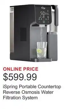 Costco iSpring Portable Countertop Reverse Osmosis Water Filtration System offer