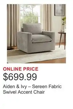 Costco Aiden & Ivy – Sereen Fabric Swivel Accent Chair offer