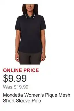 Costco Mondetta Women's Pique Mesh Short Sleeve Polo offer