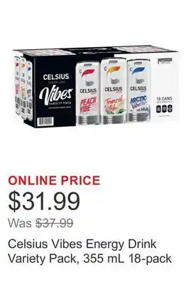 Costco Celsius Vibes Energy Drink Variety Pack, 355 mL 18-pack offer