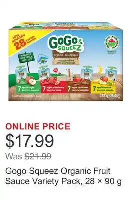 Costco Gogo Squeez Organic Fruit Sauce Variety Pack, 28 × offer