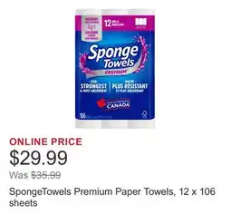 Costco SpongeTowels Premium Paper Towels, 12 x 106 sheets offer