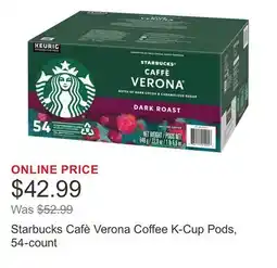 Costco Starbucks Cafè Verona Coffee K-Cup Pods, 54-count offer
