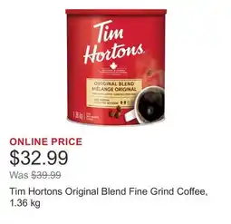 Costco Tim Hortons Original Blend Fine Grind Coffee offer