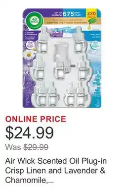 Costco Air Wick Scented Oil Plug-in Crisp Linen and Lavender & Chamomile, 1 Warmer & 9 Refills offer