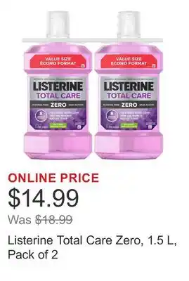 Costco Listerine Total Care Zero, 1.5 L, Pack of 2 offer