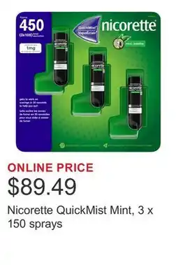 Costco Nicorette QuickMist Mint, 3 x 150 sprays offer