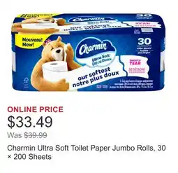 Costco Charmin Ultra Soft Toilet Paper Jumbo Rolls, 30 × 200 Sheets offer